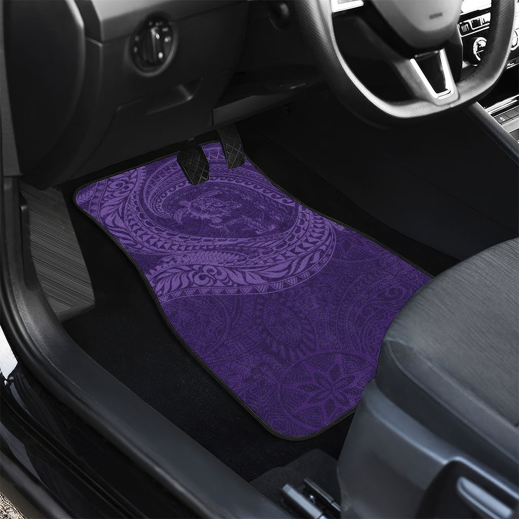Hawaiian Turtle and Shark Car Mats Kakau Tribal with Polynesian Pattern Purple Color