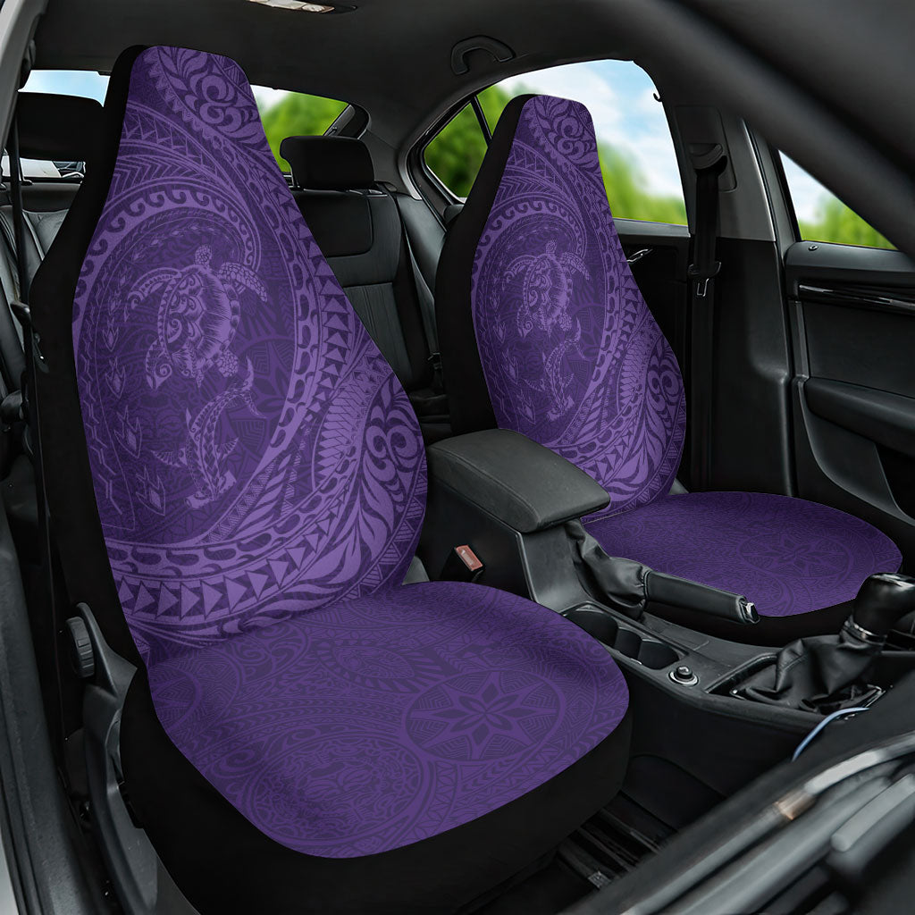 Hawaiian Turtle and Shark Car Seat Cover Kakau Tribal with Polynesian Pattern Purple Color