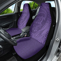 Hawaiian Turtle and Shark Car Seat Cover Kakau Tribal with Polynesian Pattern Purple Color