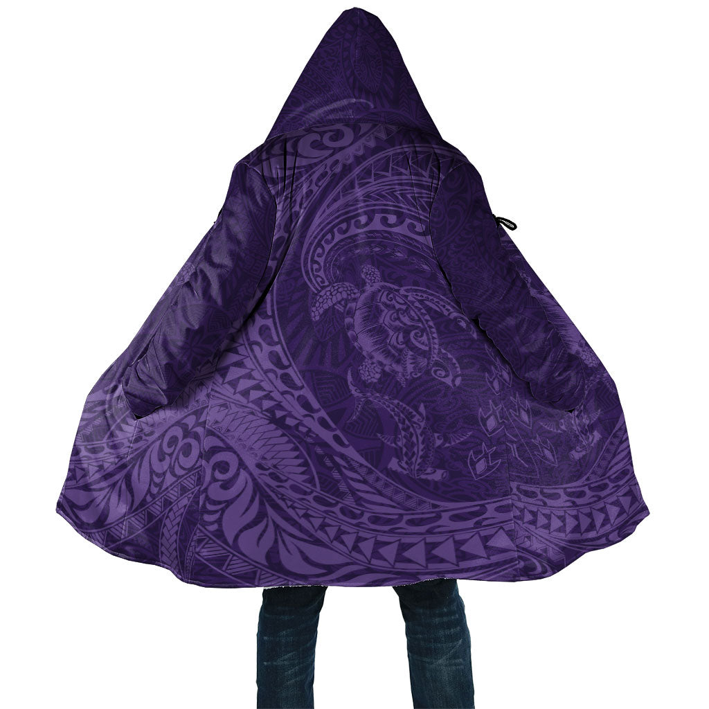 Hawaiian Turtle and Shark Cloak Kakau Tribal with Polynesian Pattern Purple Color