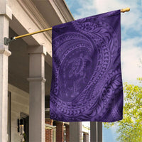 Hawaiian Turtle and Shark Garden Flag Kakau Tribal with Polynesian Pattern Purple Color