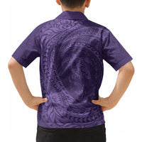 Hawaiian Turtle and Shark Hawaiian Shirt Kakau Tribal with Polynesian Pattern Purple Color