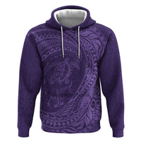 Hawaiian Turtle and Shark Hoodie Kakau Tribal with Polynesian Pattern Purple Color