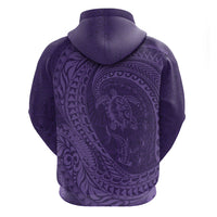 Hawaiian Turtle and Shark Hoodie Kakau Tribal with Polynesian Pattern Purple Color