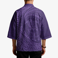 Hawaiian Turtle and Shark Kimono Kakau Tribal with Polynesian Pattern Purple Color