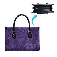 Hawaiian Turtle and Shark Leather Bag Kakau Tribal with Polynesian Pattern Purple Color