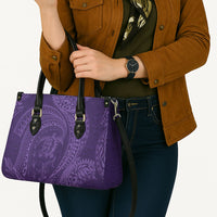 Hawaiian Turtle and Shark Leather Bag Kakau Tribal with Polynesian Pattern Purple Color