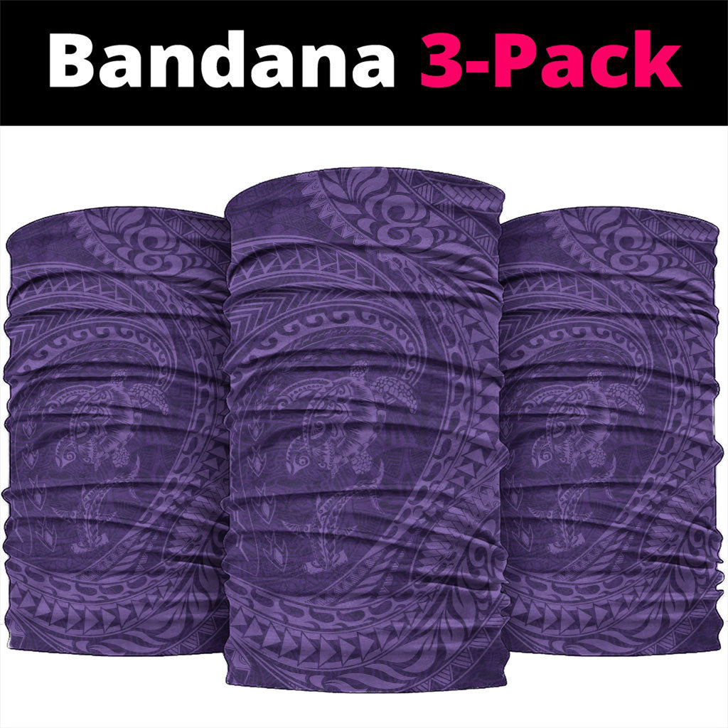 Hawaiian Turtle and Shark Neck Gaiter Kakau Tribal with Polynesian Pattern Purple Color