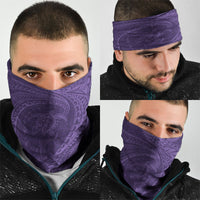 Hawaiian Turtle and Shark Neck Gaiter Kakau Tribal with Polynesian Pattern Purple Color