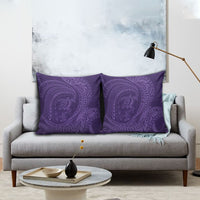 Hawaiian Turtle and Shark Pillow Cover Kakau Tribal with Polynesian Pattern Purple Color