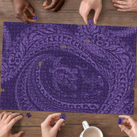 Hawaiian Turtle and Shark Puzzle Kakau Tribal with Polynesian Pattern Purple Color