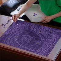 Hawaiian Turtle and Shark Puzzle Kakau Tribal with Polynesian Pattern Purple Color