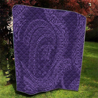 Hawaiian Turtle and Shark Quilt Kakau Tribal with Polynesian Pattern Purple Color