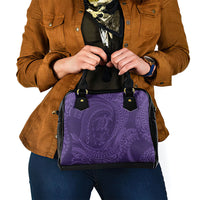 Hawaiian Turtle and Shark Shoulder Handbag Kakau Tribal with Polynesian Pattern Purple Color