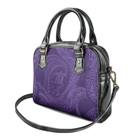 Hawaiian Turtle and Shark Shoulder Handbag Kakau Tribal with Polynesian Pattern Purple Color