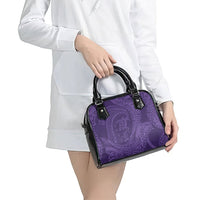Hawaiian Turtle and Shark Shoulder Handbag Kakau Tribal with Polynesian Pattern Purple Color
