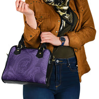 Hawaiian Turtle and Shark Shoulder Handbag Kakau Tribal with Polynesian Pattern Purple Color