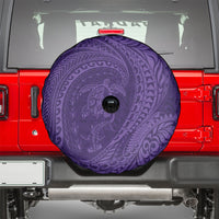 Hawaiian Turtle and Shark Spare Tire Cover Kakau Tribal with Polynesian Pattern Purple Color