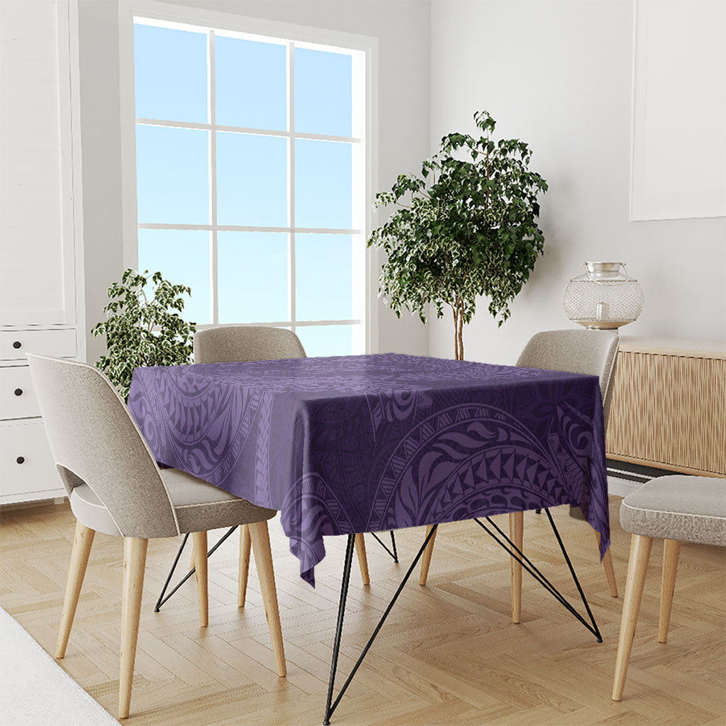 Hawaiian Turtle and Shark Tablecloth Kakau Tribal with Polynesian Pattern Purple Color