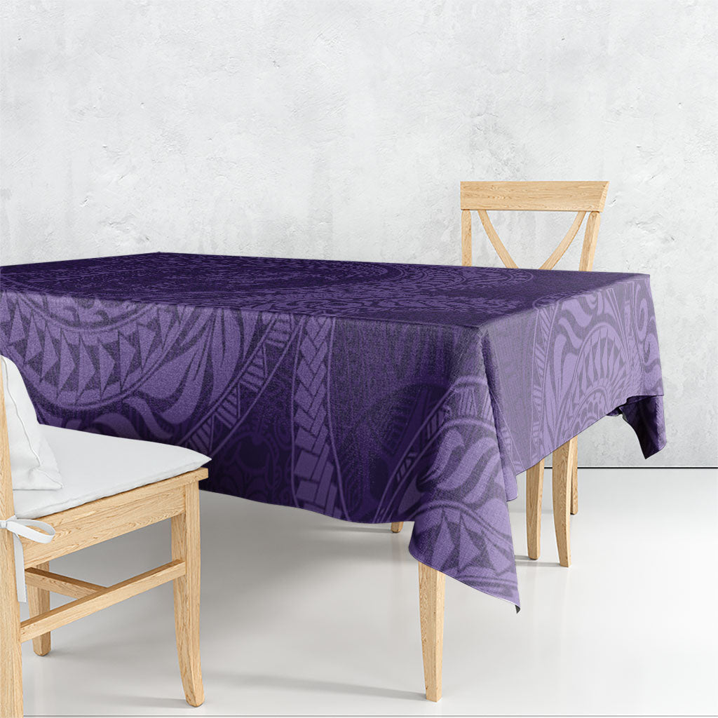 Hawaiian Turtle and Shark Tablecloth Kakau Tribal with Polynesian Pattern Purple Color