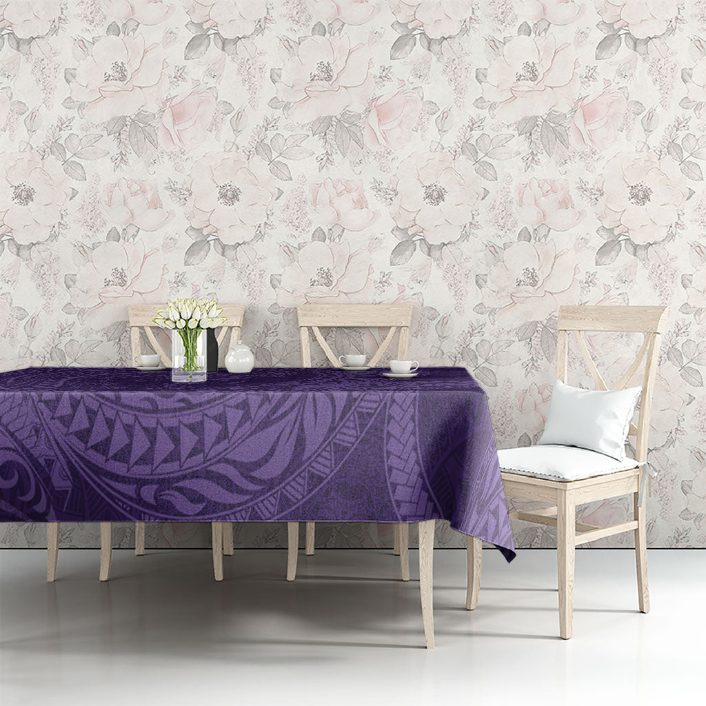 Hawaiian Turtle and Shark Tablecloth Kakau Tribal with Polynesian Pattern Purple Color