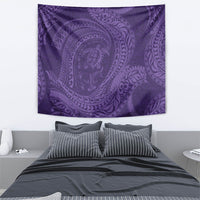 Hawaiian Turtle and Shark Tapestry Kakau Tribal with Polynesian Pattern Purple Color