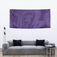 Hawaiian Turtle and Shark Tapestry Kakau Tribal with Polynesian Pattern Purple Color