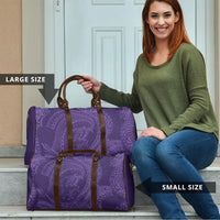 Hawaiian Turtle and Shark Travel Bag Kakau Tribal with Polynesian Pattern Purple Color