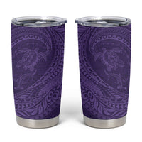Hawaiian Turtle and Shark Tumbler Cup Kakau Tribal with Polynesian Pattern Purple Color