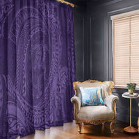 Hawaiian Turtle and Shark Window Curtain Kakau Tribal with Polynesian Pattern Purple Color