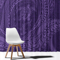 Hawaiian Turtle and Shark Window Curtain Kakau Tribal with Polynesian Pattern Purple Color