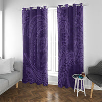 Hawaiian Turtle and Shark Window Curtain Kakau Tribal with Polynesian Pattern Purple Color