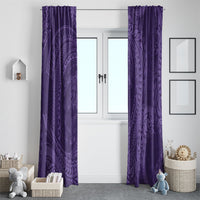 Hawaiian Turtle and Shark Window Curtain Kakau Tribal with Polynesian Pattern Purple Color