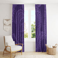 Hawaiian Turtle and Shark Window Curtain Kakau Tribal with Polynesian Pattern Purple Color