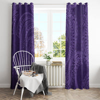 Hawaiian Turtle and Shark Window Curtain Kakau Tribal with Polynesian Pattern Purple Color