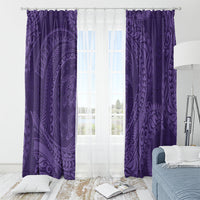 Hawaiian Turtle and Shark Window Curtain Kakau Tribal with Polynesian Pattern Purple Color