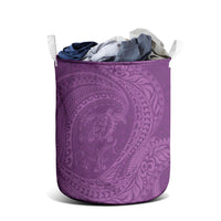 Hawaiian Turtle and Shark Laundry Basket Kakau Tribal with Polynesian Pattern Pink Color