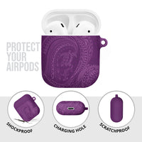 Hawaiian Turtle and Shark AirPods Case Kakau Tribal with Polynesian Pattern Pink Color