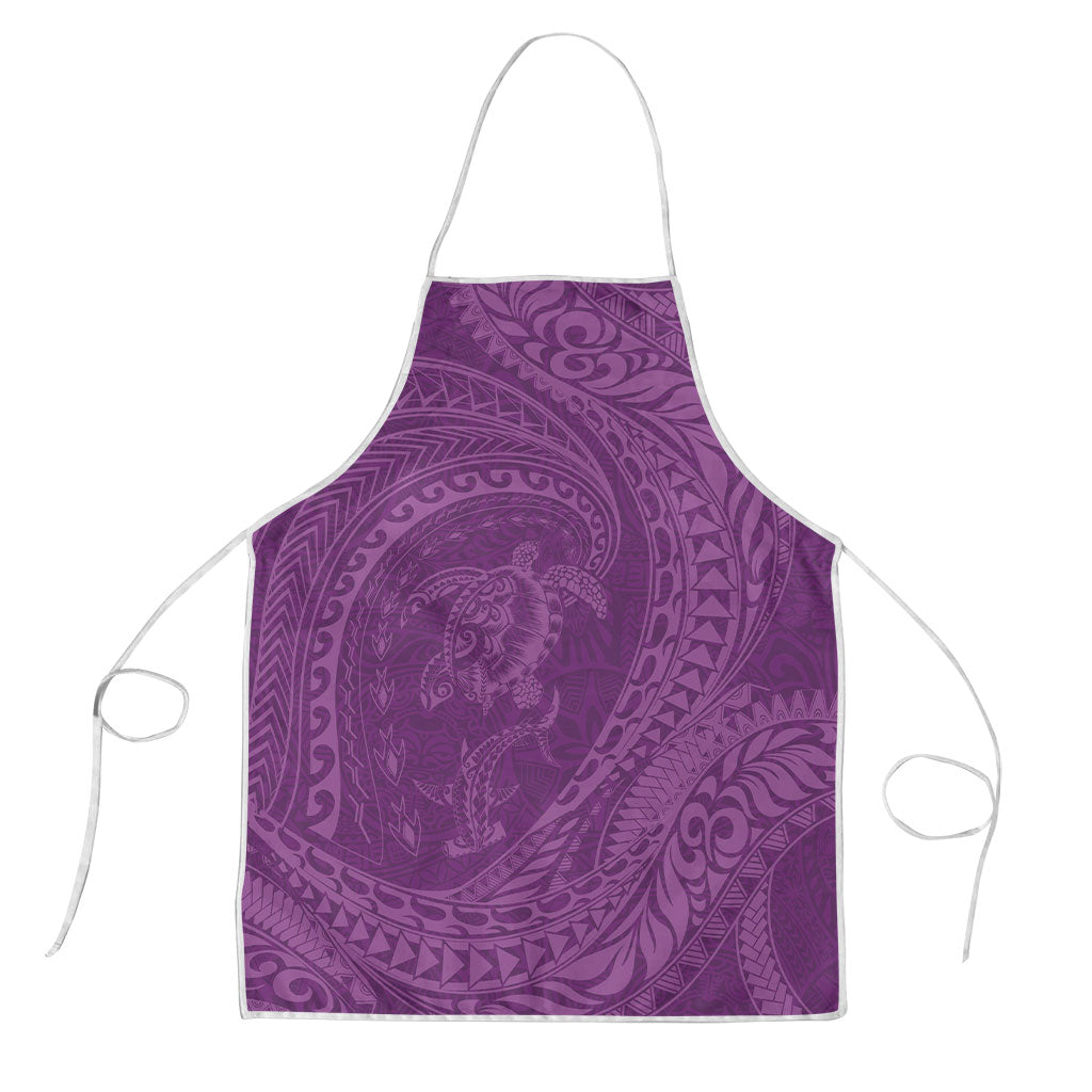 Hawaiian Turtle and Shark Apron Kakau Tribal with Polynesian Pattern Pink Color