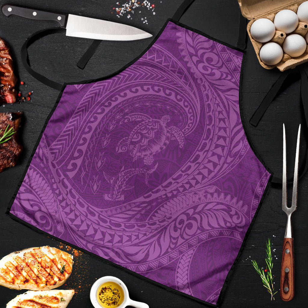 Hawaiian Turtle and Shark Apron Kakau Tribal with Polynesian Pattern Pink Color