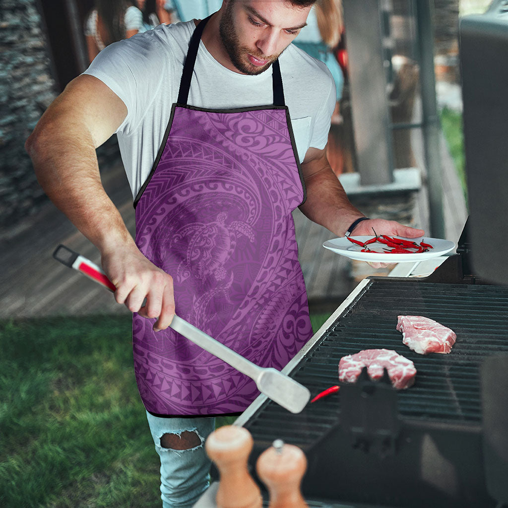 Hawaiian Turtle and Shark Apron Kakau Tribal with Polynesian Pattern Pink Color