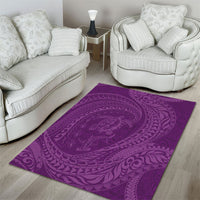 Hawaiian Turtle and Shark Area Rug Kakau Tribal with Polynesian Pattern Pink Color