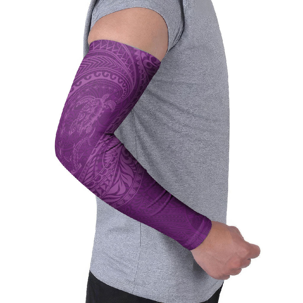 Hawaiian Turtle and Shark Arm Sleeves Kakau Tribal with Polynesian Pattern Pink Color