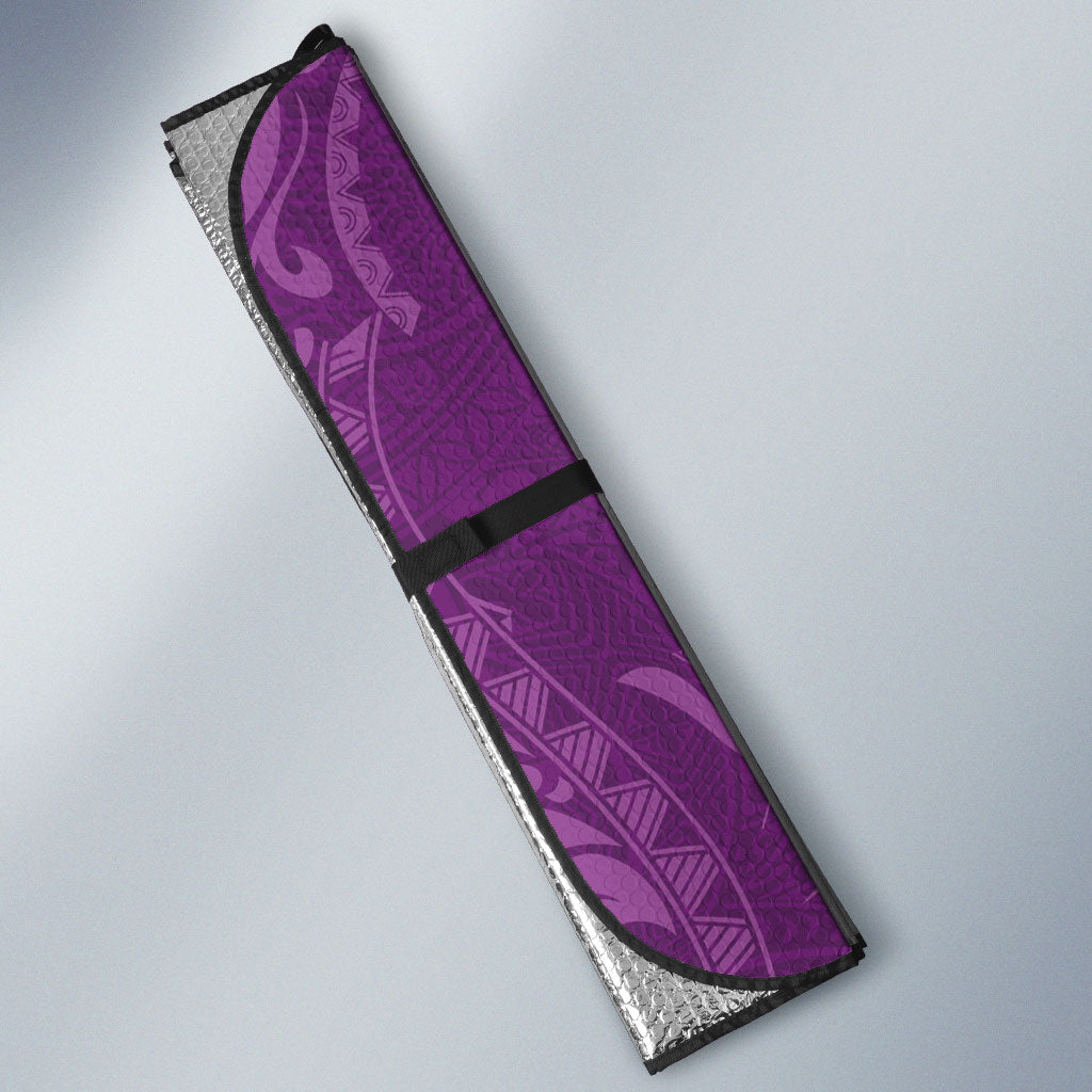 Hawaiian Turtle and Shark Auto Sun Shade Kakau Tribal with Polynesian Pattern Pink Color