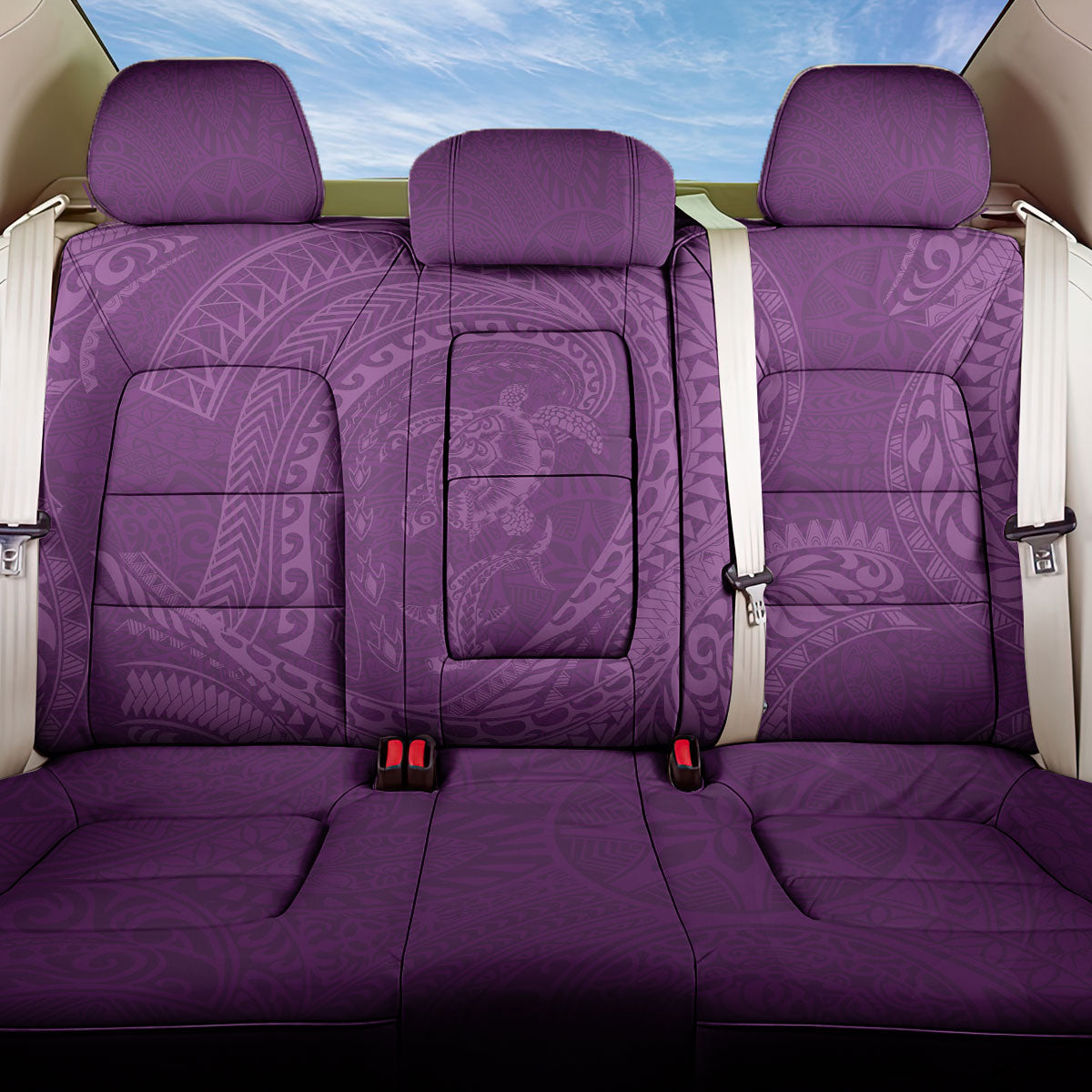 Hawaiian Turtle and Shark Back Car Seat Cover Kakau Tribal with Polynesian Pattern Pink Color