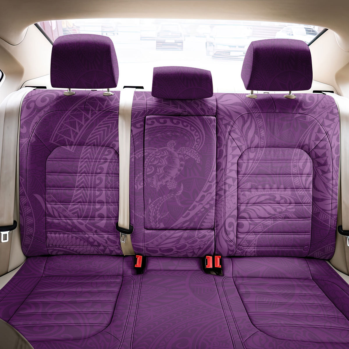 Hawaiian Turtle and Shark Back Car Seat Cover Kakau Tribal with Polynesian Pattern Pink Color