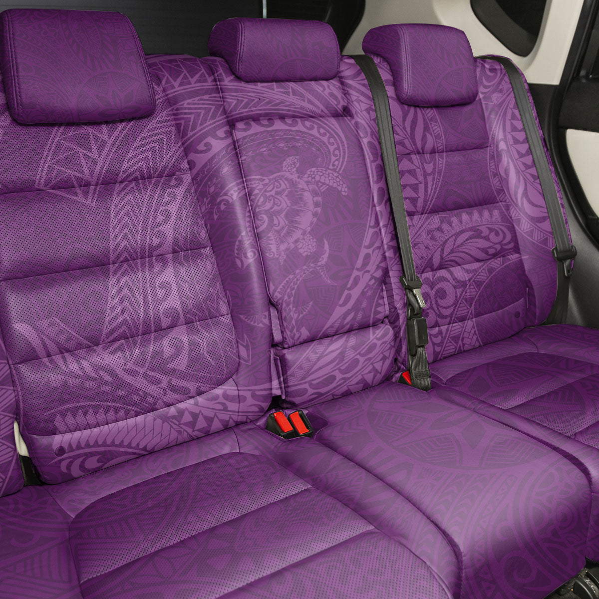 Hawaiian Turtle and Shark Back Car Seat Cover Kakau Tribal with Polynesian Pattern Pink Color