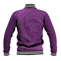 Hawaiian Turtle and Shark Baseball Jacket Kakau Tribal with Polynesian Pattern Pink Color