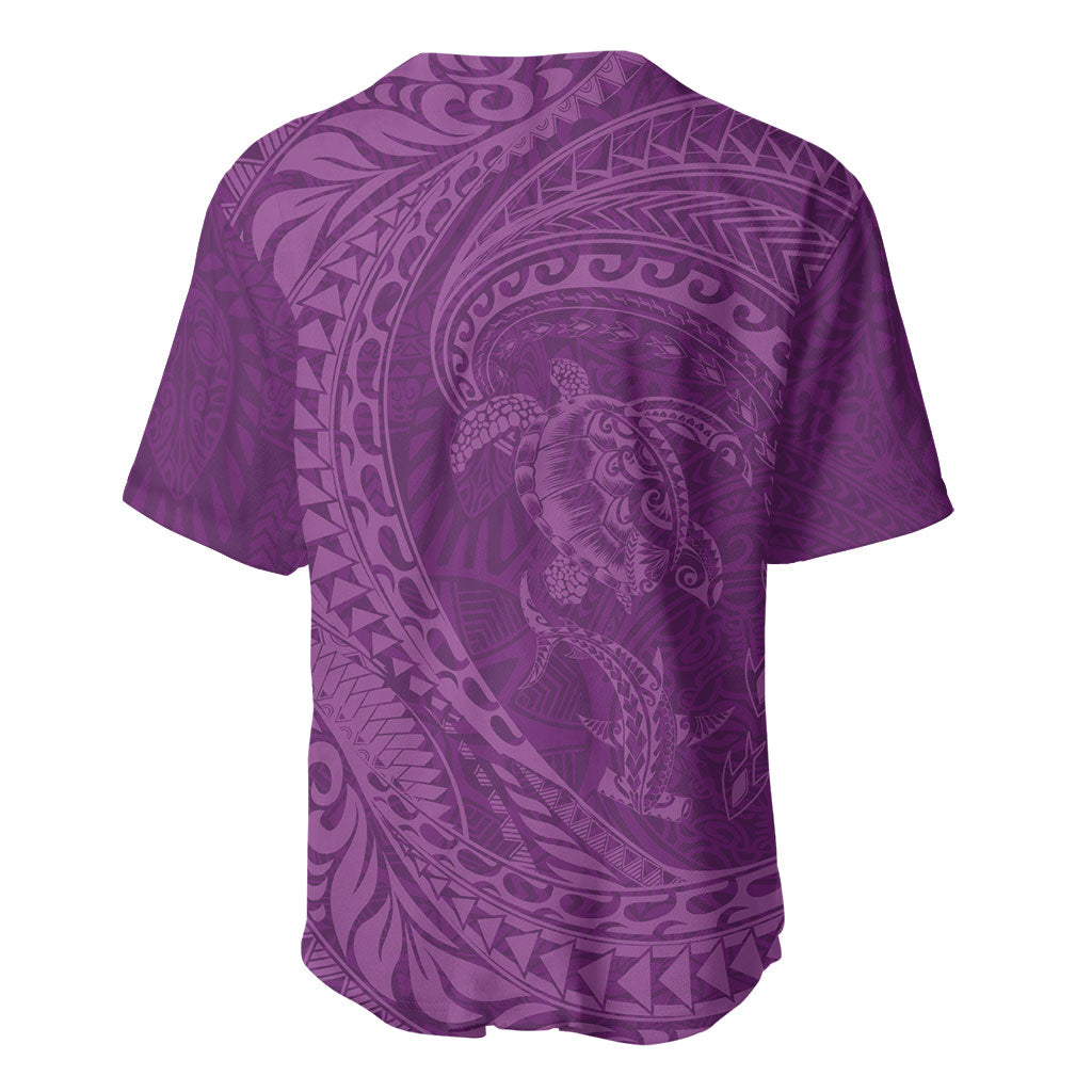 Hawaiian Turtle and Shark Baseball Jersey Kakau Tribal with Polynesian Pattern Pink Color