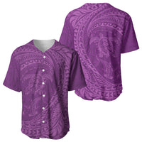 Hawaiian Turtle and Shark Baseball Jersey Kakau Tribal with Polynesian Pattern Pink Color